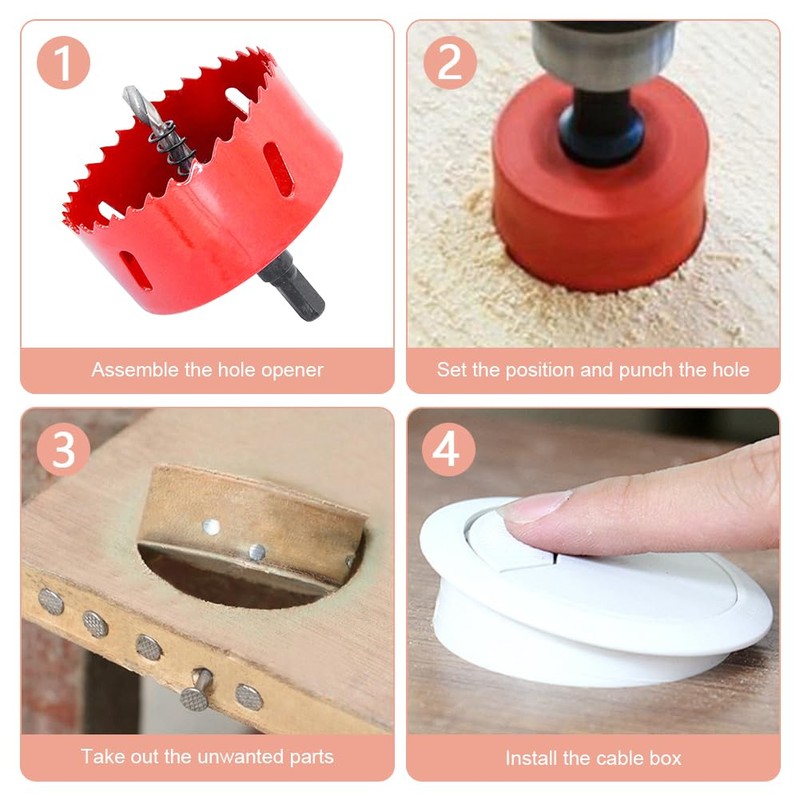 Pack of 8 Cable Grommet Desk, Cable Pass with Hole