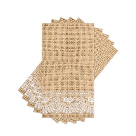 Faux Burlap Lace Design Paper Napkins Disposable 60PCS