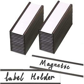 EDSRDUS 24pcs 1 x 4" C Model Magnetic Holders Labels with 60 Paper Inserts Warehouse Shelf Management Label Iron Cabinet Iron Door Label can be Cut (1 x 4 inch 24pcs)