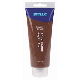 Acrylic Paint 200ml Tube, Dark Brown Stylex Nr. 286529 New Formula