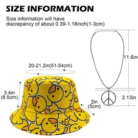 Bucket Hats Double-Side-Wear Reversible Fashion Sun Cap 80s 90s Hippie Fisherman Hat 80s Theme Party for Women Men (Rubber Duck Pattern)
