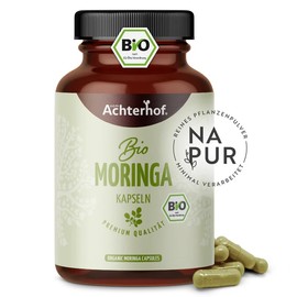 Bio Moringa Kapseln (150 Stück) hochdosiert mit je 500mg reinem Moringa-Pulver vom-Achterhof