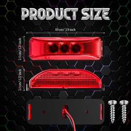 Rossesay 10 Pcs 3.9 Inch Truck Trailer Lights 3 LED Front Rear Side Marker Lights Indicator Waterproof Sealed Surface Mounted Trailer Lights for RV Truck Trailer Exterior Accessories 12V