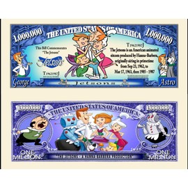 Anime Source The Jetsons Futuristic Family Vintage Cartoon Comic Characters George Astro Commemorative Novelty Million Bill with Semi-Rigid Protector