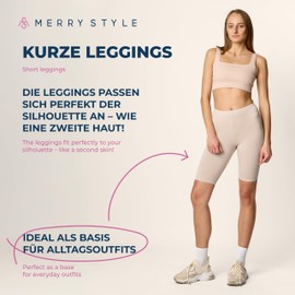 Merry Style MS10-145 Women's Shorts Short Leggings Comfortable Viscose Cycling Shorts, beige, M