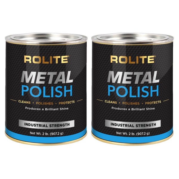 Rolite - RMP2#2PKMetal Polish Paste - Industrial Strength Scratch Remover and Cleaner, Polishing Cream for Aluminum, Chrome, Stainless Steel and Other Metals, Non-Toxic Formula, 2 Pounds, 2 Pack