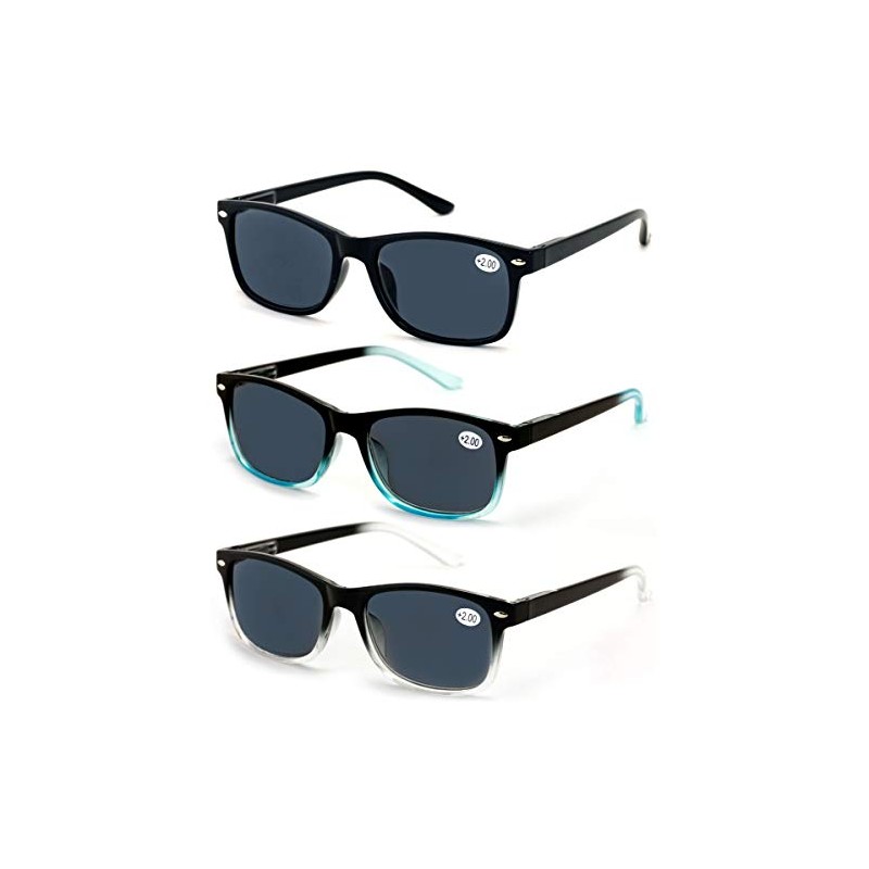 V.W.E. 3 Pairs Rectangular Lightweight Reading SunGlasses Outdoor Readers Glasses