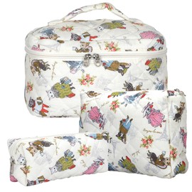 Set of 3 Women's Cosmetic Bags Toiletry Bag with Floral Pattern, Toiletry Bag, Make Up Bag, Portable Makeup Bag, Wash Bag, Large Women Girls for Everyday Use and Travel, cat