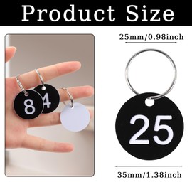 BLMHTWO 1-30 Number Key Tags, Key Number Tags with Metal Rings Numbered Keychain Tag for Hanger Code Room Checks (Black, 1-3/8inch)