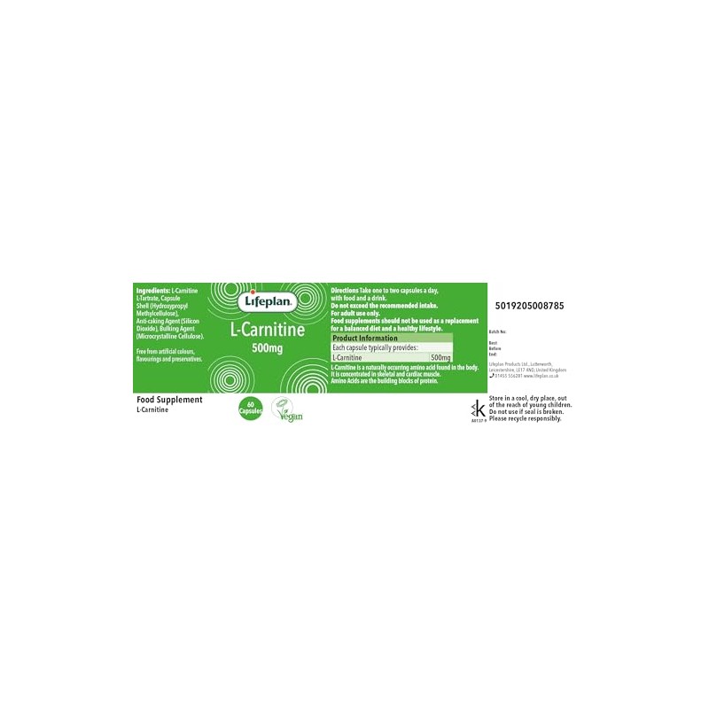 Lifeplan L-Carnitine Energy Support Supplement 60 Capsules