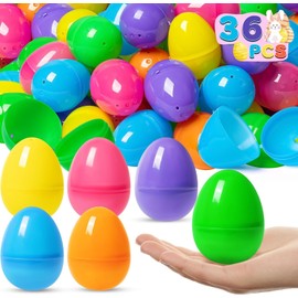 Jumlys 36 PCS 3.15" Plastic Easter Eggs Bulk, Empty Easter Eggs in 6 Colors, Fillable Colorful Easter Eggs with Hinge, Perfect for Easter Hunt, Basket Stuffers Fillers and Easter Theme Party Favors