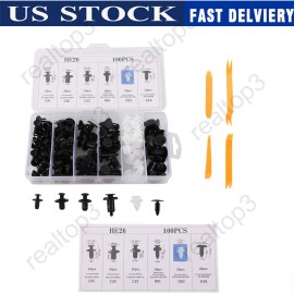motor_speed 100Pack Universal Rivet Clips Car Retainer Fender Liner Fastener 6 Size w/ 4Tool