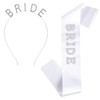 Bride Sash White Pearls Rhinestones Bride Sash with Headband Bachelor
