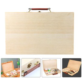 Wakauto 1pc Unfinished Wooden Painting Box with Locking Clasp,Multi-purpose Storage Case Drawing Art Accessory Wood Treasure Chest for Holds Markers, Paint, Brushes, Pencils