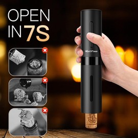 MarchPower Sacacorchos Vino Eléctrico Juego con Pilas, Destapador de Vino con Cortador, Tapones para Botellas de Vino, Automático Abridor Vino de Regalos para Amantes del Vino, Barra Hogar San Valent