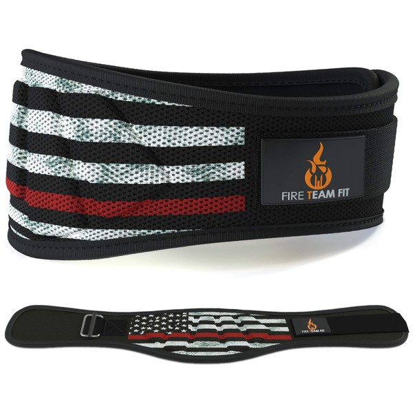 Fire Team Fit Weight Lifting Belt for Men and Women, 6 Inch, Bodybuilding & Fitness Back Support for Cross Training Workout, Squats, Lunges