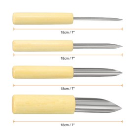 HARFINGTON 4pcs Half Circle Clay Hole Cutters Stainless Steel Round Hole Cutter Wooden Handle Pottery Clay Tool Modeling Kit Pottery Carving Trimming for Shaping Cutting Drilling Sculpture