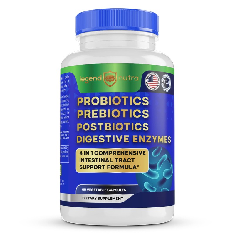 Probiticos prebiticos postbiticos con enzimas digestivas 4 en 1 suplemento