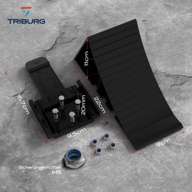 TRIBURG Wheel Chocks with Holder [Set of 2] and Mounting Material - Brake Wedges for Trailers and Caravans, Motorhomes - Trailer Wheel Chocks up to 1600 kg Axle Load
