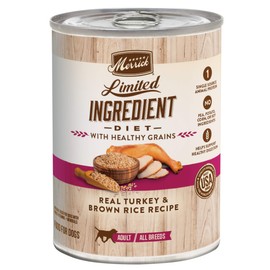 Merrick Limited Ingredient Diet Premium with Healthy Grains Natural Canned Wet Dog Food Turkey and Brown Rice - (Pack of 12) 12.7 oz. Cans