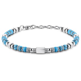LOLIAS Bracelet Beads for Women Men Obsidian Tiger's Eye Beads Turquoise Bracelets Women's Pearl Bracelets Stainless Steel Gifts Best Friend Gemstone Jewellery Bracelet Women Silver, Stainless Steel