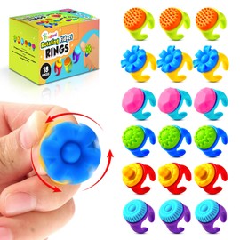 Fidget Rings Sensory Toys for Kids: 18 Pack Fidget Anxiety Spinner Rings- Autism Sensory Toy for Special Needs ADHD- Stress Relief Quiet Fidgets for Classroom- Small Treasure Box Prizes Travel Gifts