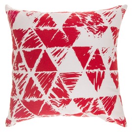 TreeWool 2 Pack Cushion Covers Ikat Triangle Geometric Accent in Cotton Canvas (50 x 50 cm, Red & White)