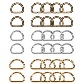 Tunejoy Metal D-Rings Half Rings 3 Colors D Shape Buckle Clips for Backpack Belt Buckles Bags Belts Handbags Craft Accessories 30pcs, Silver, Gold, Bronze, s