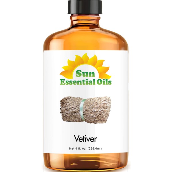 Sun Essential Oils 8oz - Vetiver Essential Oil - 8 Fluid Ounces