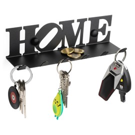 etterr • Metal Hanging with Shelf HOME • Wall Key Chain • Entryway Organizer and Hallway • Empty Shelf with 6 Hooks for Hallway, Kitchen, Office • Small Shelf