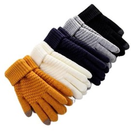 sanvpwsan 4 Pairs Touchscreen Winter Gloves for Women Men, Touch Screen Gloves Women, Elastic Cuff Winter Texting Gloves, Warm Fleece Lined Knit Gloves for Cycling Running Driving Hiking Biking