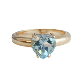 8 mm herzförmiger Ring aus vergoldetem Sterlingsilber mit blauem Topas Natürlicher Edelstein Geburtstagsgeschenk Weihnachtsgeschenk Handgefertigte Geschenkideen für Frauen (US Size 9 / Diameter 19)