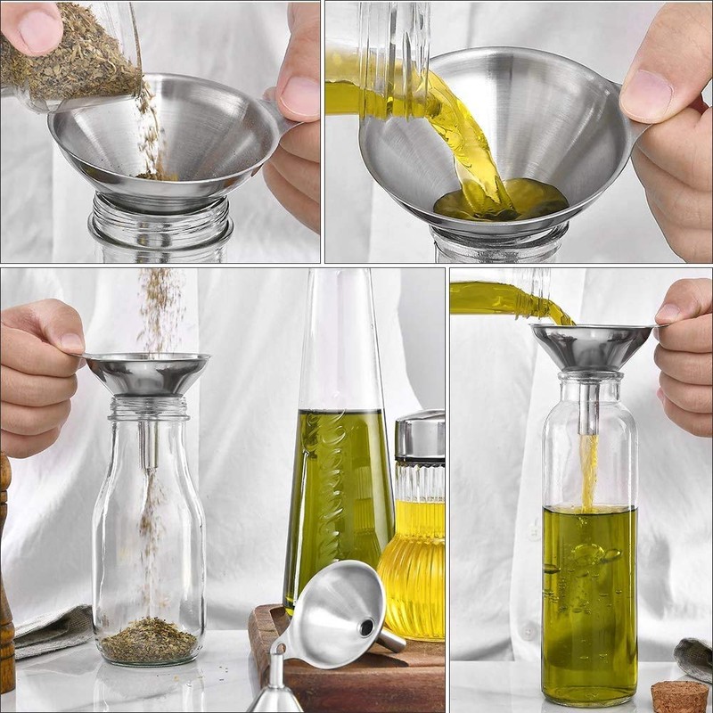 Stainless Steel Funnel, Pack of 3, Stackable Small Funnel, Kitchen