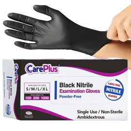 Medical Exam Nitrile Gloves Black Medium Size 100 Count – Latex-Free, Powder-Free, Non-Sterile, Food Safe, Mechanic Use, Versatile Durable Protection for Healthcare, Industrial & Food Handling