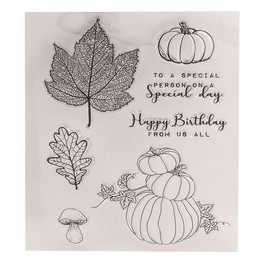 Arbuya Autumn Pumpkin Clear Rubber Stamps Maple Leaves Oak Leaf Mushroom Reusable Silicone Transparent Seals Stamps for Card Making DIY Scrapbooking Journaling Photo Album Decoration
