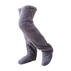 Over Knee High Fuzzy Socks Warm Winter Furry Long Foot Leg Warmers Soft Plush Slipper Stockings Cozy Christmas Home Sleeping Socks Gift for Women Girls (Dark Gray)