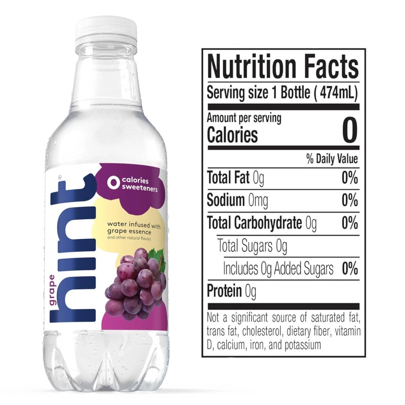Hint Grape Water, Fruit-Infused, Sugar Free, Zero Cal, 16 Oz