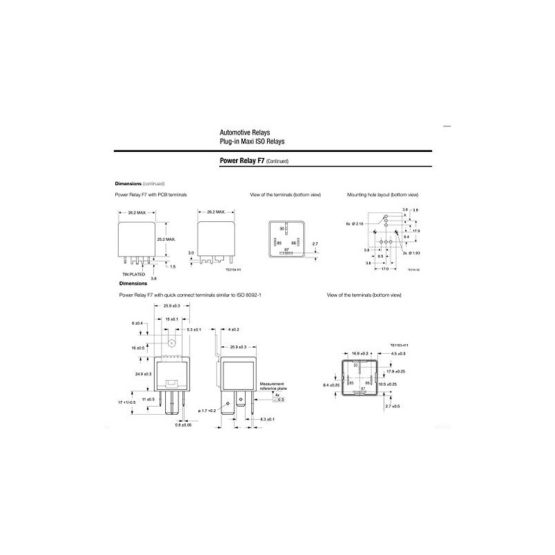 VF7-11F11-S01 Automotive Relay 12V, 70 AMP Plug-in, 4-1393306-6
