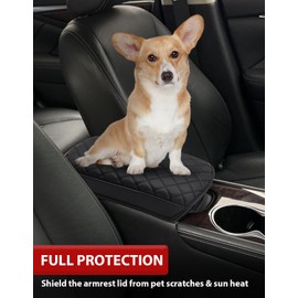 KBH Center Console Armrest Cover for Infiniti Q50 2014-2024, Middle Console Lid Protective Foam Pad, PU Leather Interior Accessories, Black