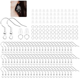 600Pcs Hypoallergenic Earring Hooks, Silver Earring Making Kit, Earring Making Supplies with Earring Backs and Jump Rings for Jewelry Making (Silver)