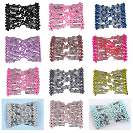 Ruihfas 8Pcs Fashion Hand Beaded Stretch Double Clips Hair Slide Combs Hair Accessories for Women Girls Assorted Colors