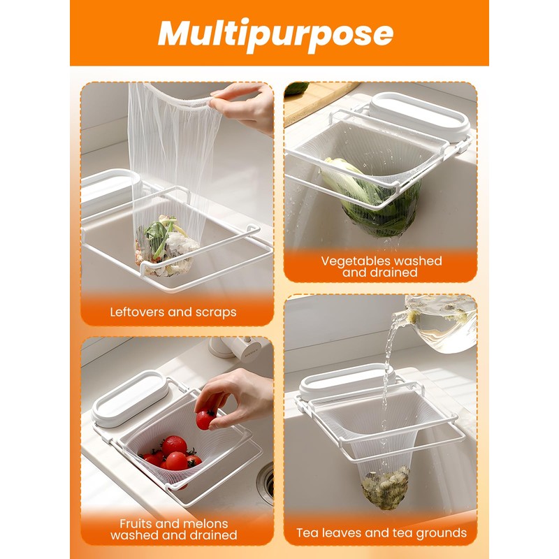 Foldable Sink Strainer with 100 Mesh Bags & Strong Suction