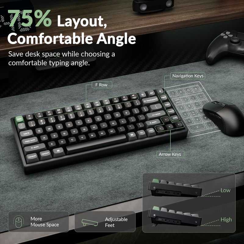 Keychron K2 Ultra 75% Wireless Mechanical Keyboard, 8000Hz Polling Rate