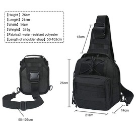 flintronic Tactical Sling Backpack, Chest Bag with Adjustable, Military Shoulder Bag, Shoulder Bag, Backpack Shoulder Bag with Carabiner for Outdoor Sports Camping Hiking - Khaki/Black, #1 Black