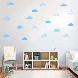 Cloud Wall Decals Wall decor Kids Room Cloud Wall Stickers Vinyl Decals for Baby Boys Girls Nursery Toddler Room Decor wall stickers nursery (Sky Blue) A64