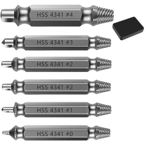 6-Piece Damaged Screw Extractor Set Easy Out Bolt & Stripped