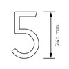 House Number "5" - 245 mm, Design Stainless Steel House