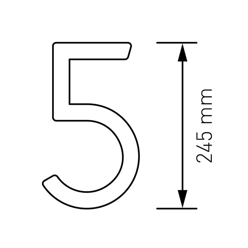 House Number "5" - 245 mm, Design Stainless Steel House