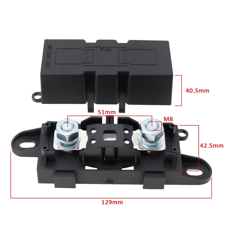 VGOL 1Set MEGA Car Fuse Holder with 500A Fuse ABS