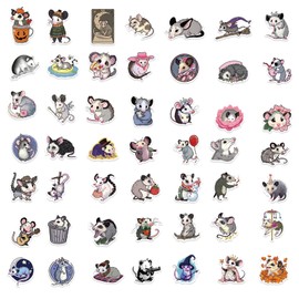 50Pcs Possum Stickers Decals Bulk Funny Latin America Animal Possum Waterproof Vinyl Opossum Sticker Graphic Eat Fast Live Trash Girls and Boys Kids Gifts (Possums)